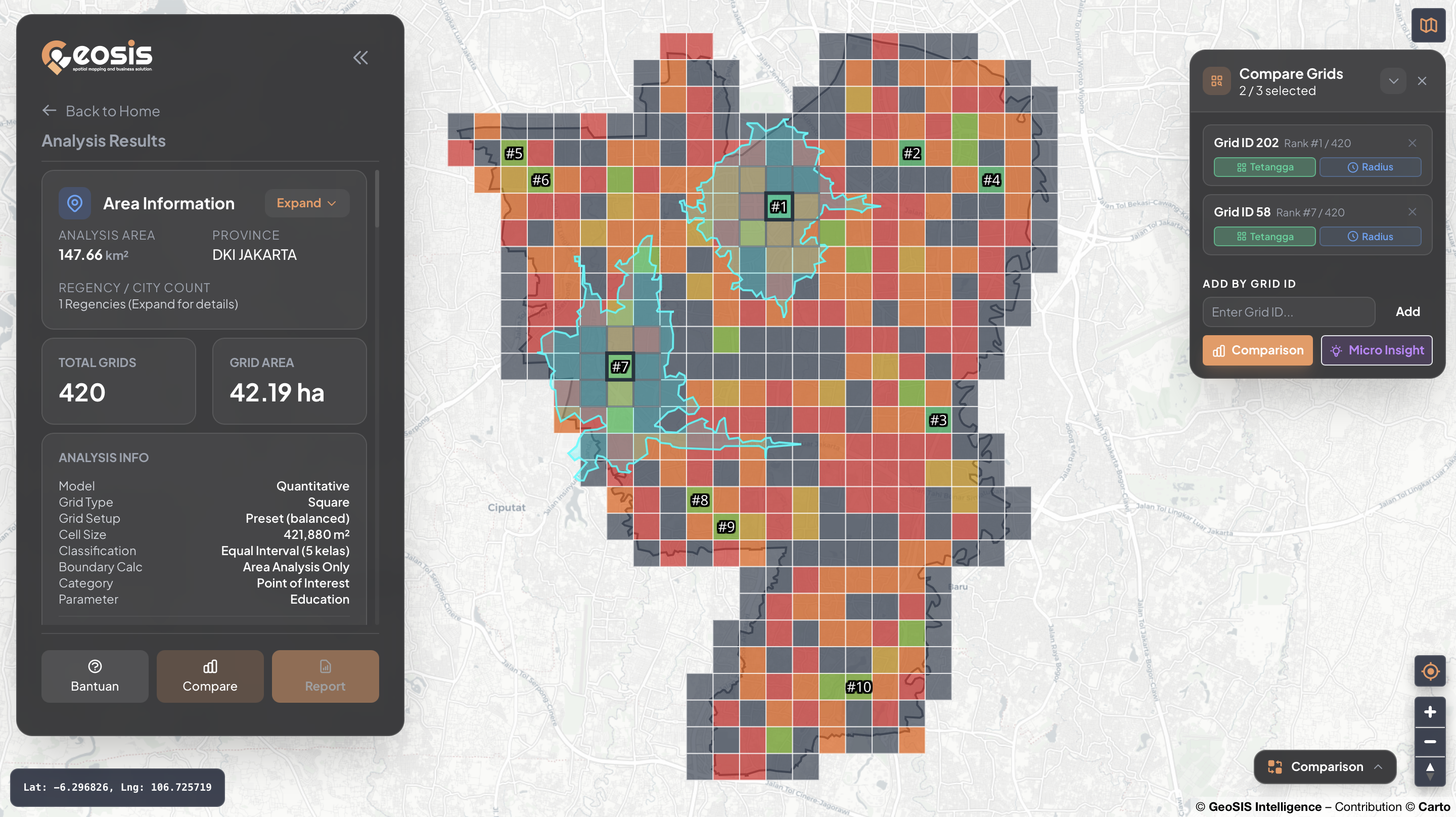 Grid Analysis module map preview