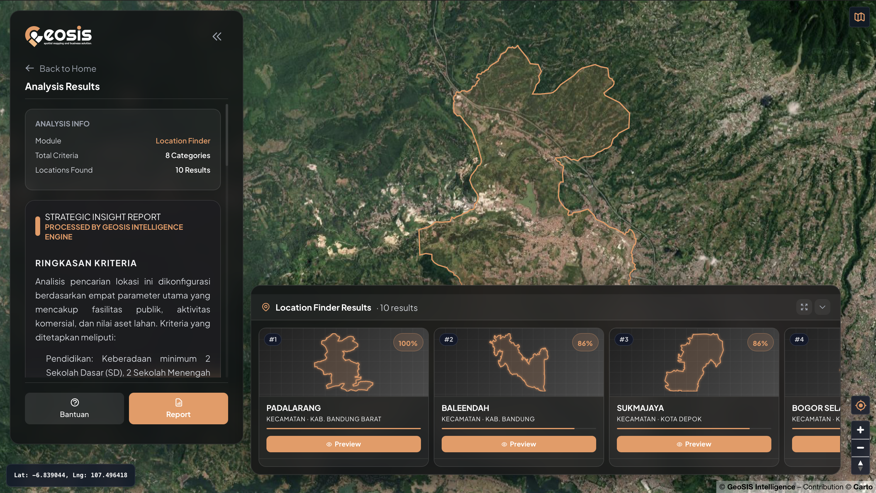 Location Finder module map preview